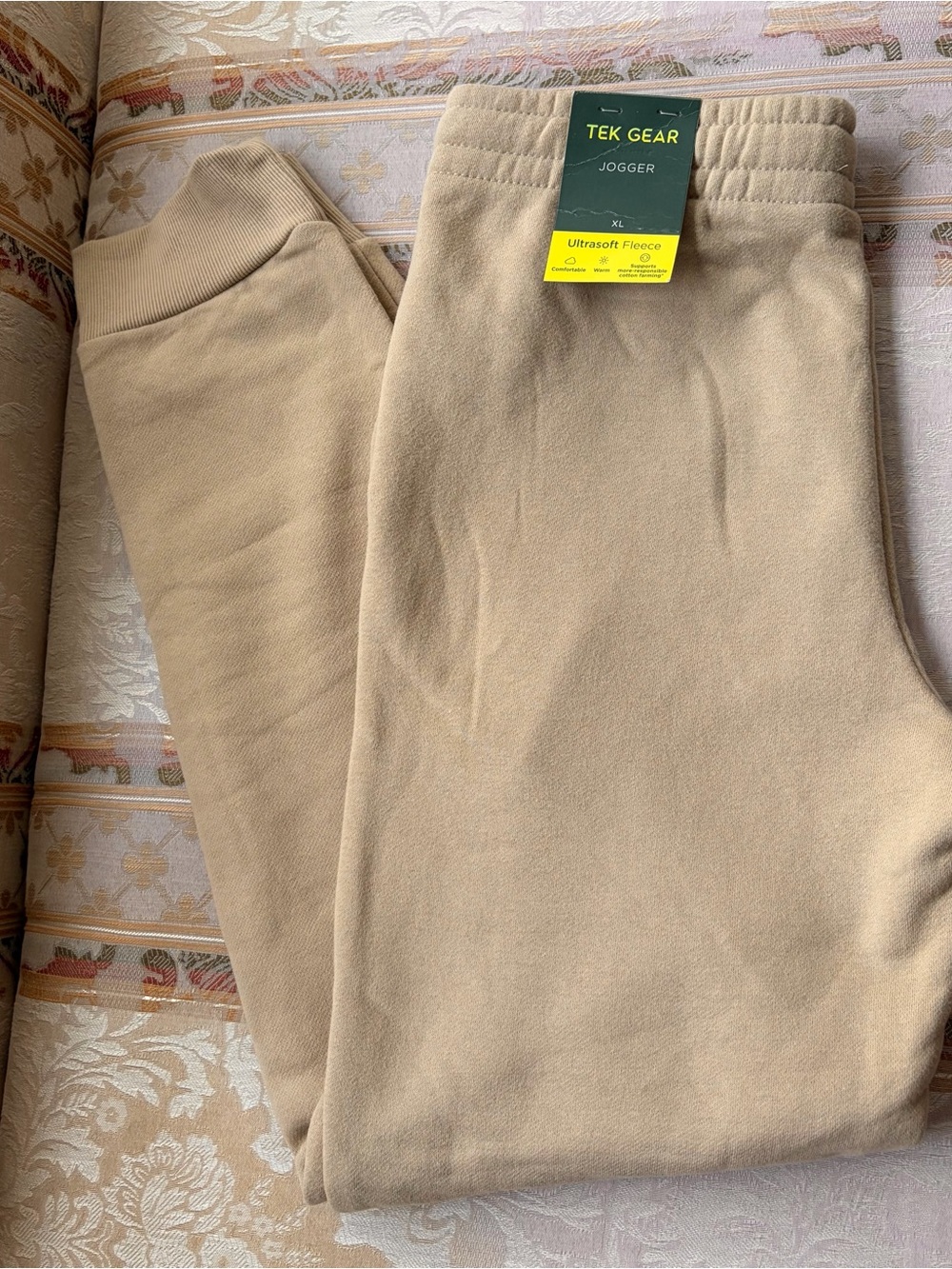NWT TEK GEAR Boys Tan Ultrasoft Fleece Joggers